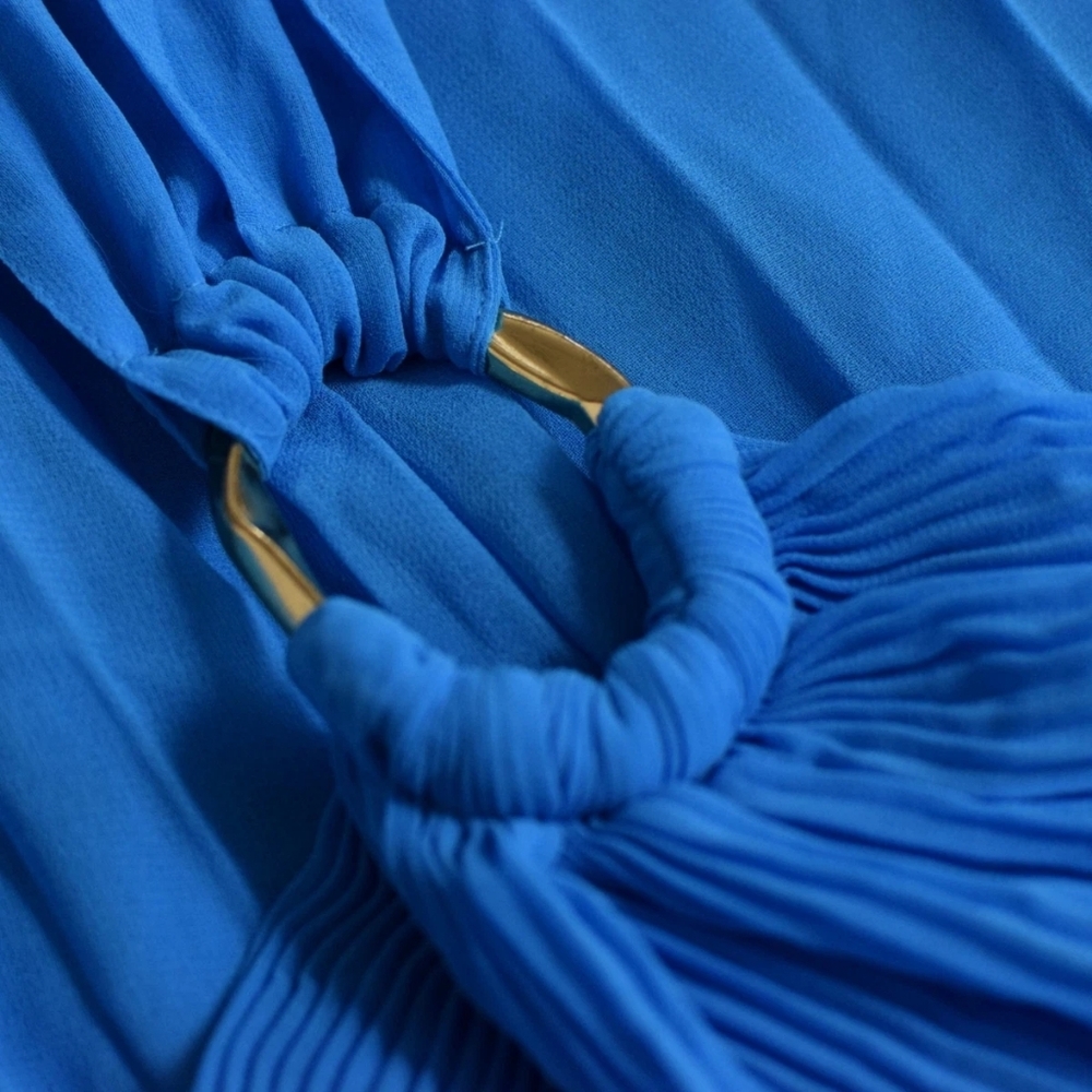 Zara Bright Blue Halter Midi Dress - Picture 8 of 9